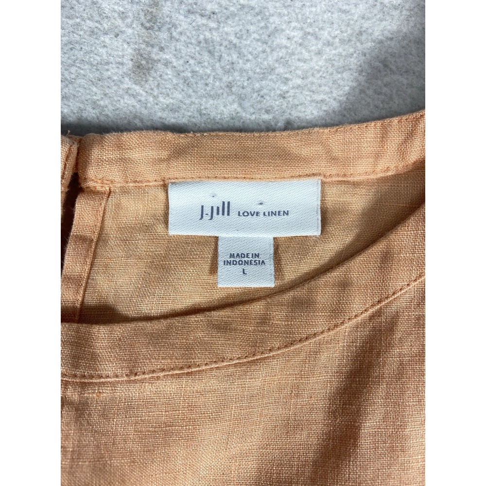 J Jill Dress Women's Large Orange Shift Sleeveless 100% Linen Pockets - Picture 7 of 12